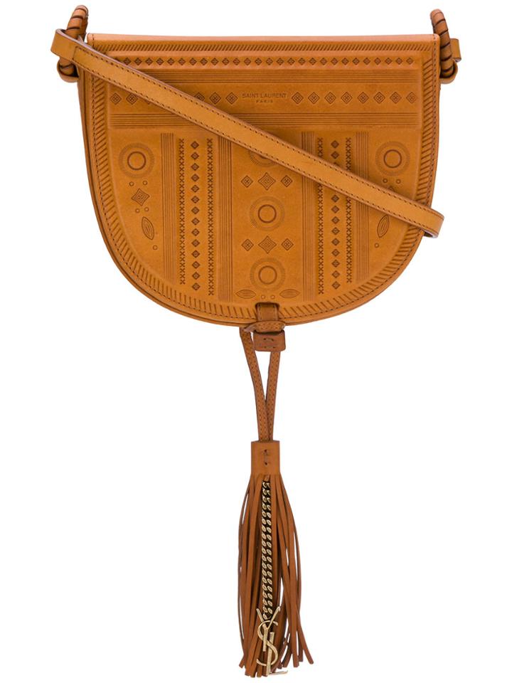 Saint Laurent Embossed Saddle Bag - Brown