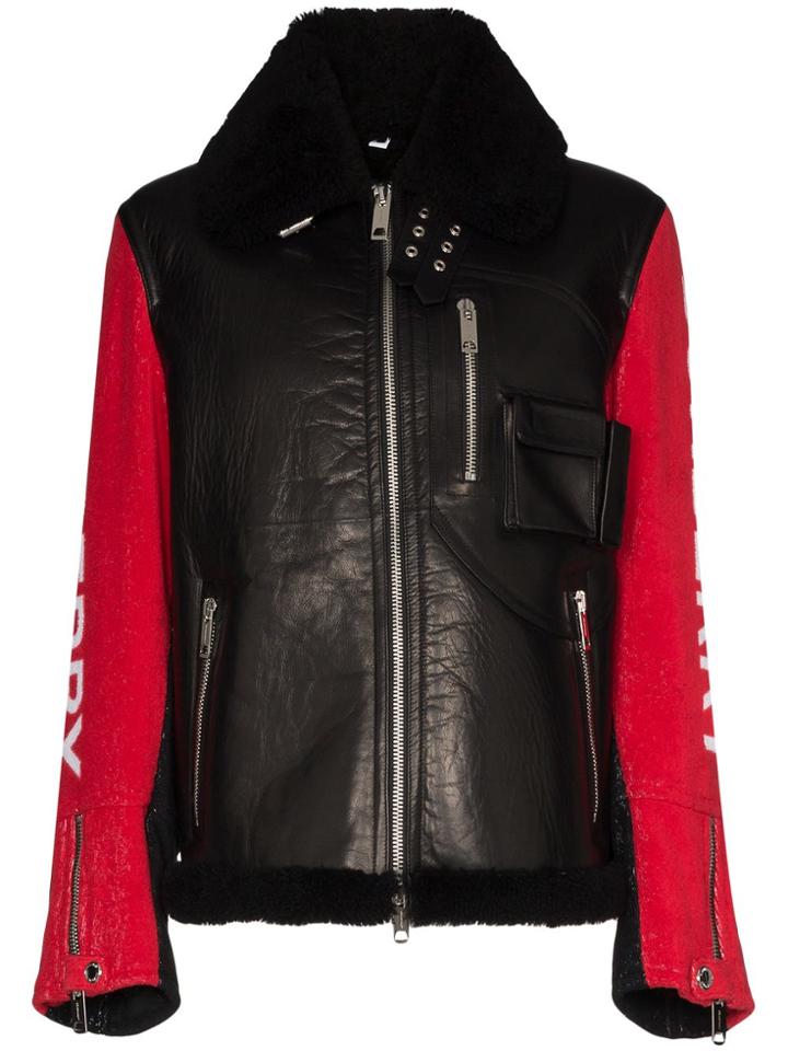 Burberry Bbry Jkt Shrlng Twlg Slvs Lgo Lthr Shrt - Black