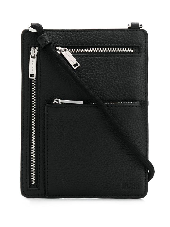 Boss Hugo Boss Pebbled Leather Shoulder Bag - Black