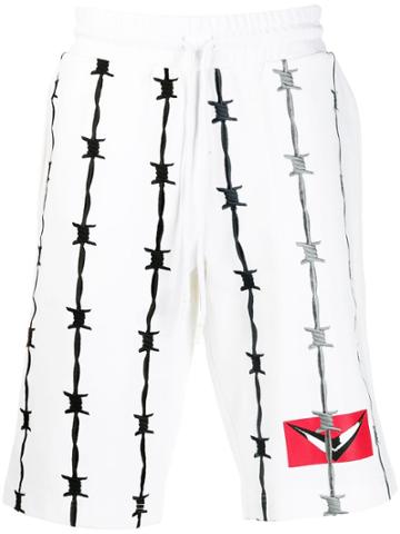 Swatsky Barbed Wire Embroidered Shorts - White