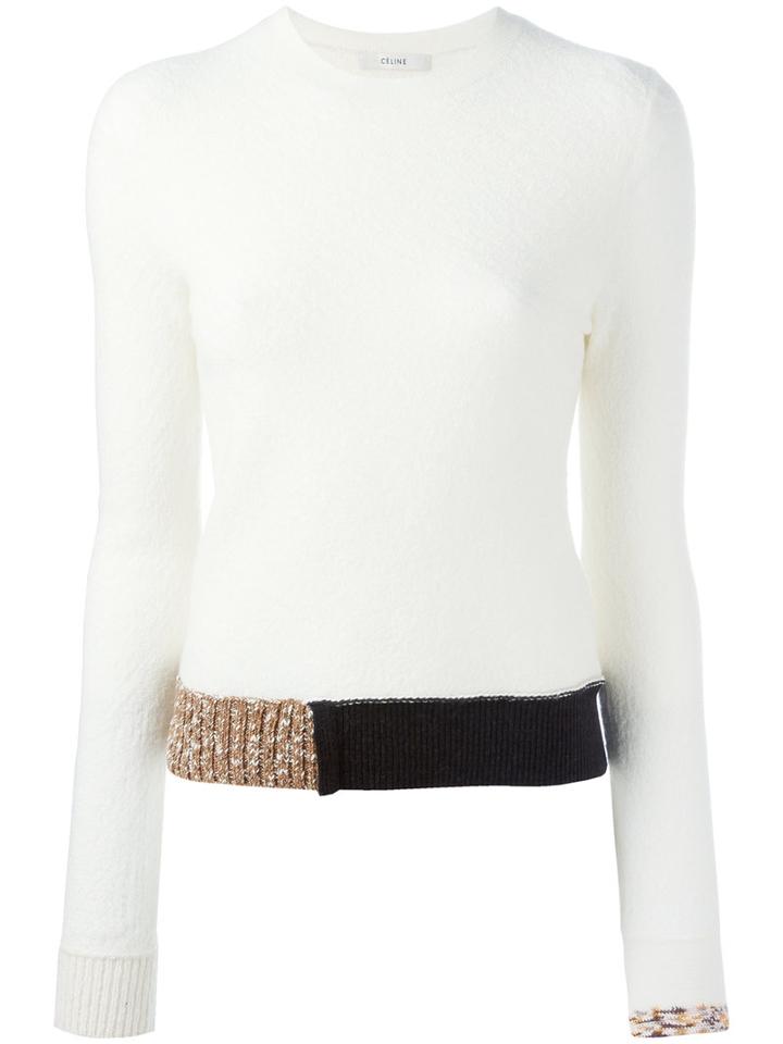 Céline Contrasting Hem Jumper, Women's, Size: Medium, Nude/neutrals, Wool