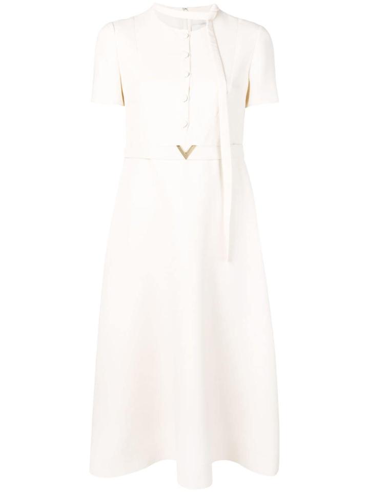 Valentino V Belt Couture Dress - White