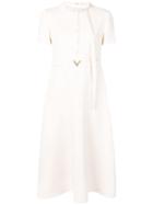 Valentino V Belt Couture Dress - White
