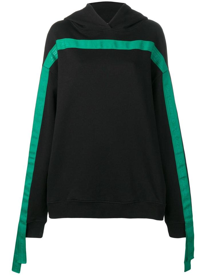 Karl Lagerfeld Loose-fit Tape Hoodie - Black