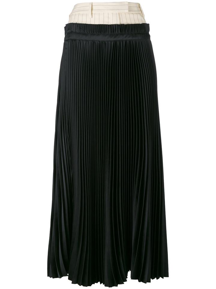 Off-white - Long Pleated Skirt - Women - Polyester/viscose/wool - S, Black, Polyester/viscose/wool