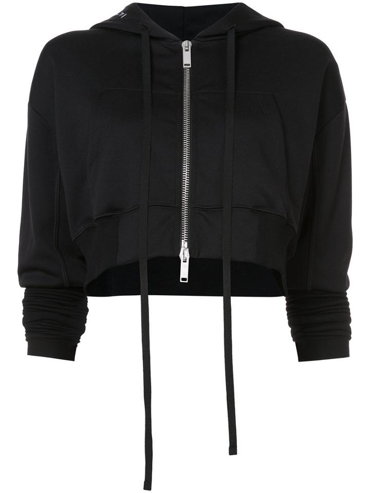 Unravel Project - Unravel Triacetate Cropped Hoodie - Women - Cotton/polyamide - S, Black, Cotton/polyamide
