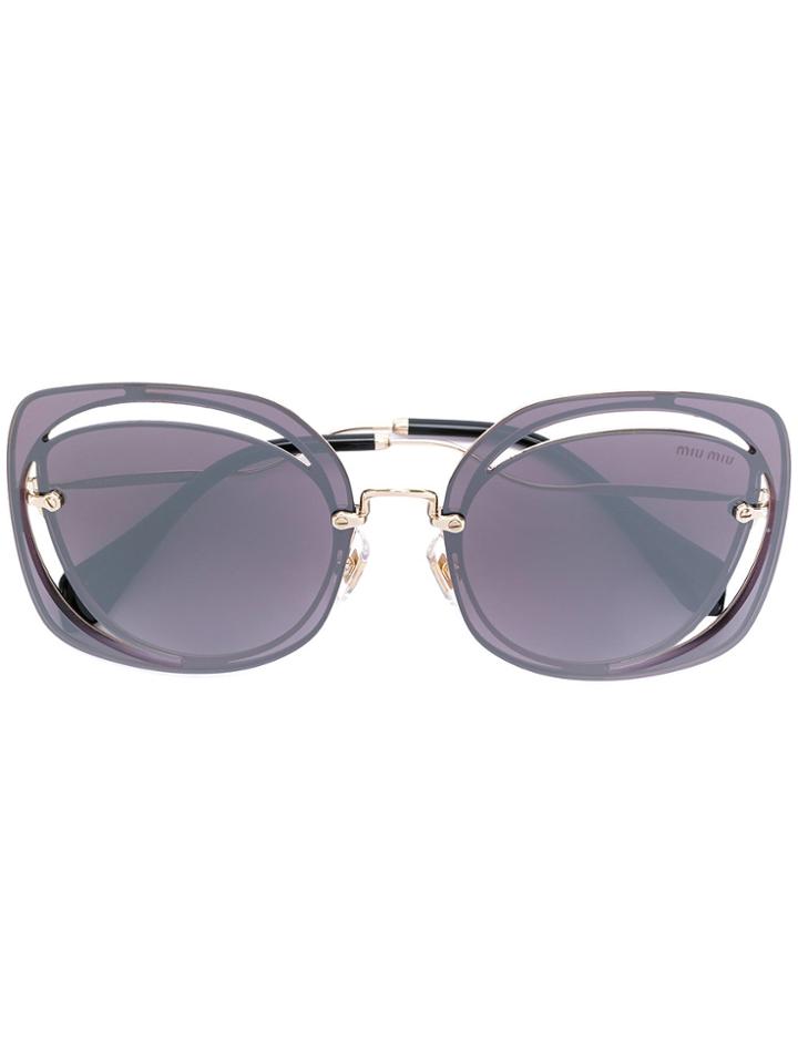 Miu Miu Eyewear Contrast Frame Sunglasses - Black