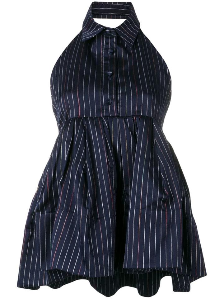 Rosie Assoulin Halterneck Peplum Top - Blue