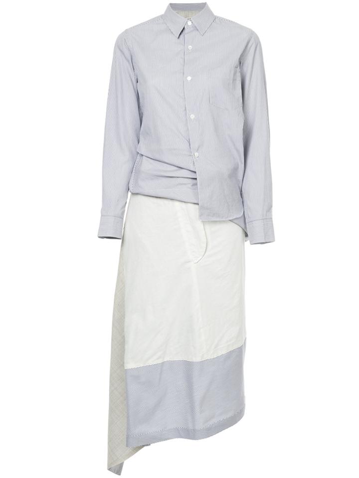 Comme Des Garçons Vintage Deconstructed Striped Shirt Dress - Blue