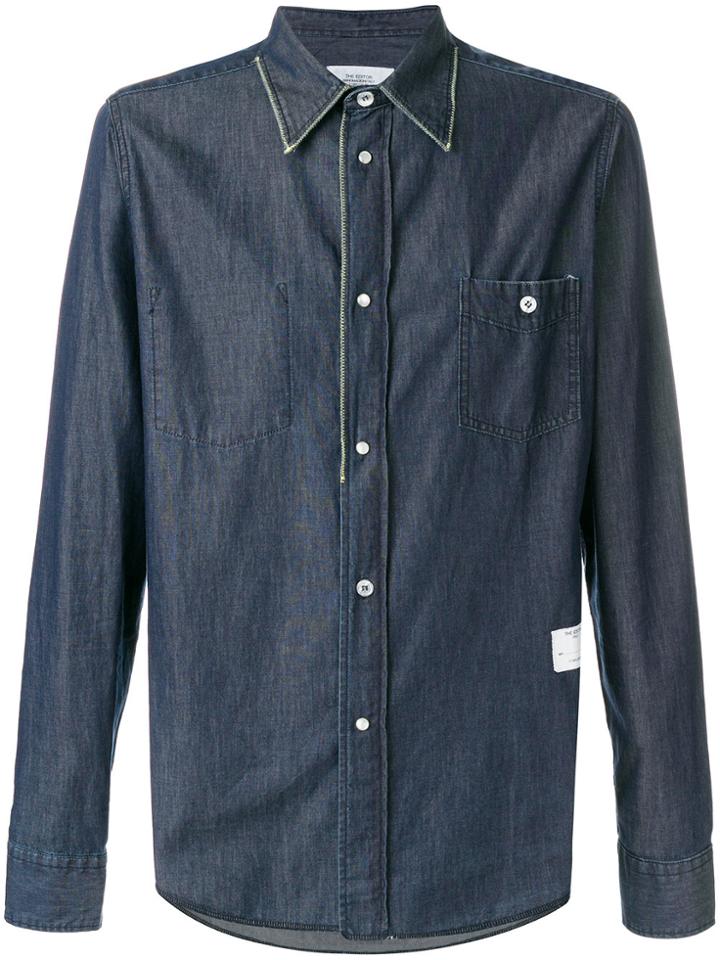 The Editor Button Denim Shirt - Blue