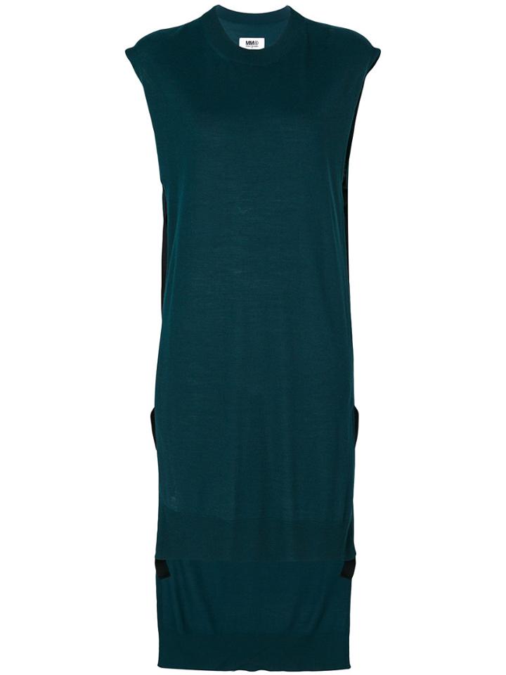 Mm6 Maison Margiela High-low Hem Knitted Long Top - Green