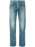 Tu Es Mon Trésor Small Pearl Dot Jeans Short Length - Blue