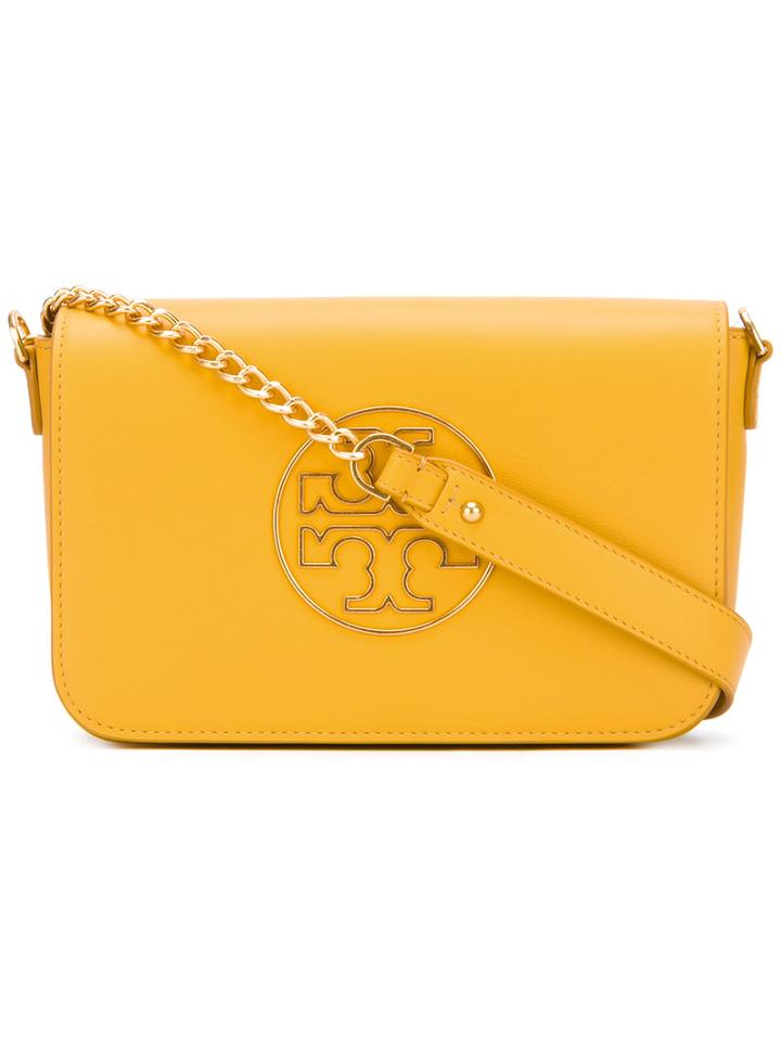 Tory Burch - Logo Stamp Shoulder Bag - Women - Leather - One Size, Women's, Yellow/orange, Leather