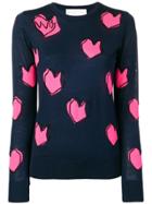 Victoria Victoria Beckham Heart Print Knit Sweater - Blue