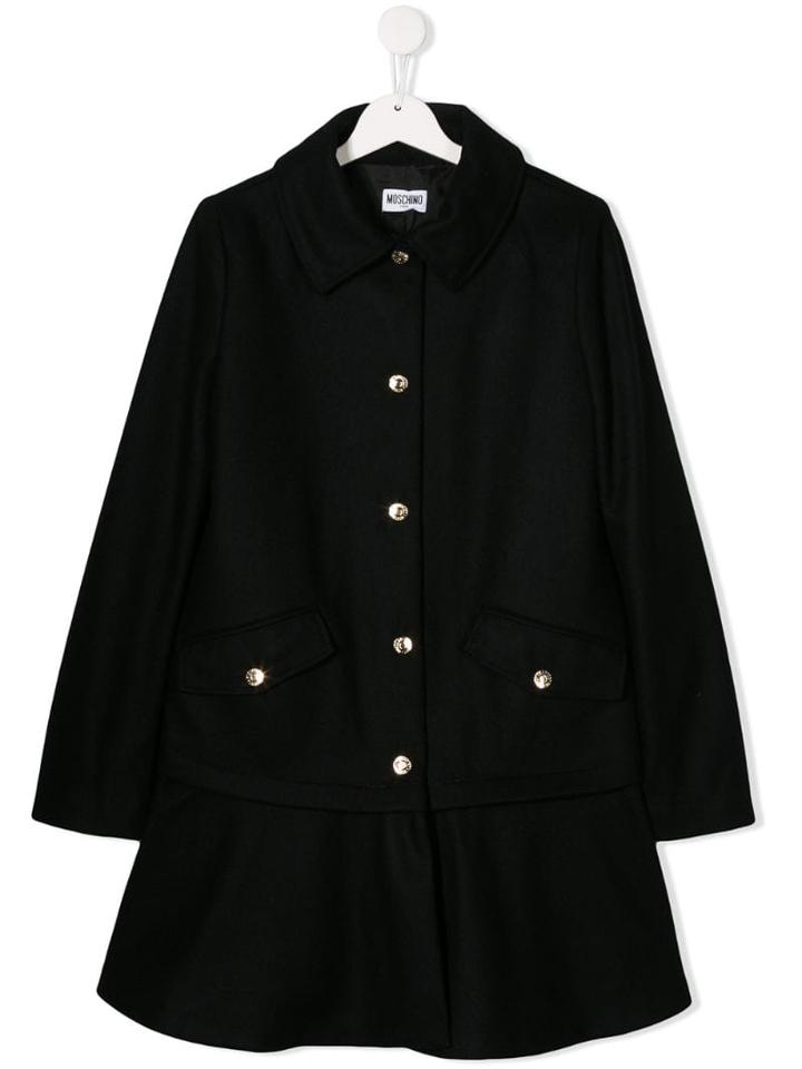 Moschino Kids A-line Shape Coat - Black