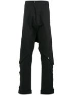 Barbara I Gongini Buttoned Knees Drop-crotch Trousers - Black
