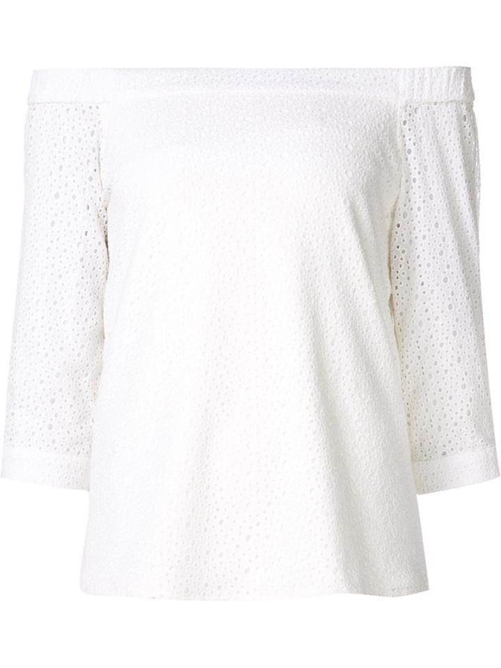 Tibi Broderie Anglaise Off Shoulder Top
