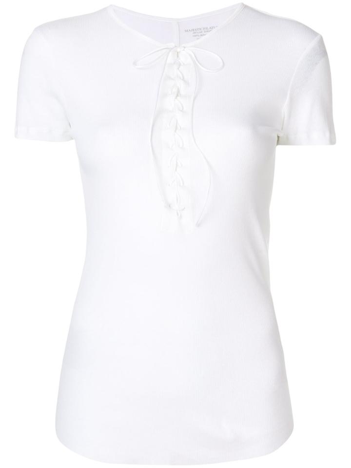 Majestic Filatures Lace-up Fitted Top - White