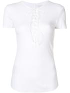 Majestic Filatures Lace-up Fitted Top - White