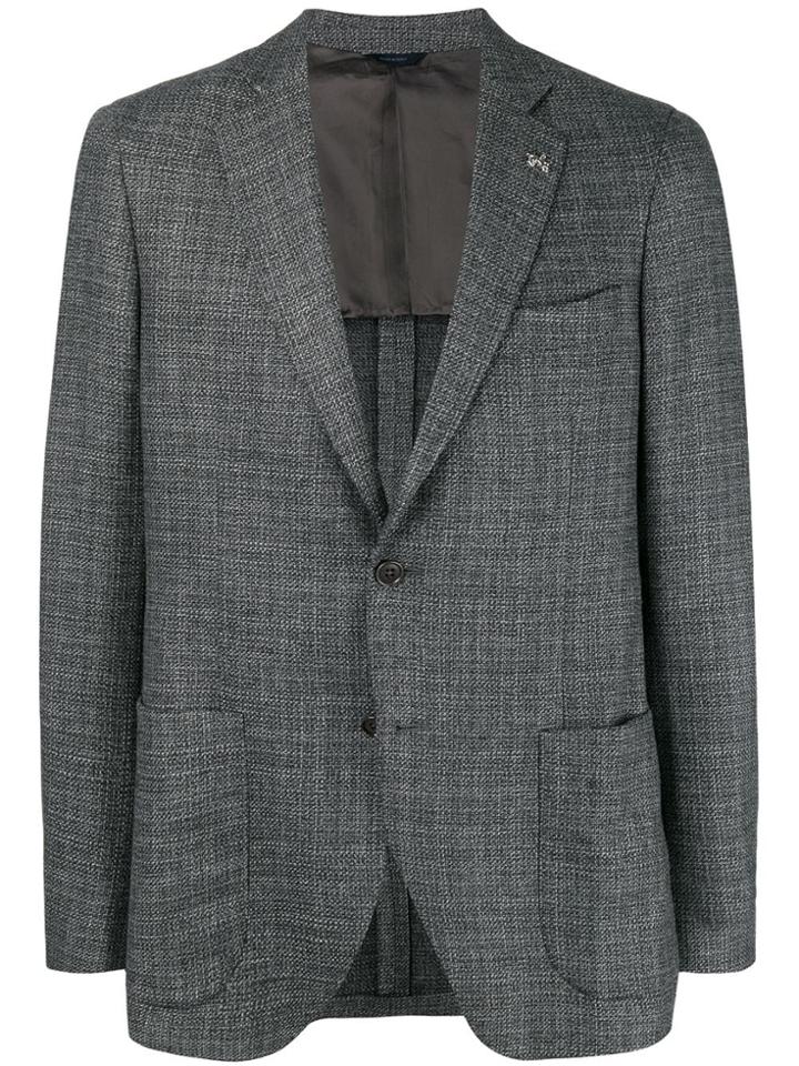 Tombolini Single-breasted Tweed Blazer - Grey
