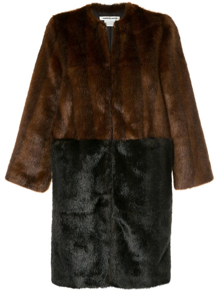 Cityshop Two-tone Faux Fur Coat - Brown