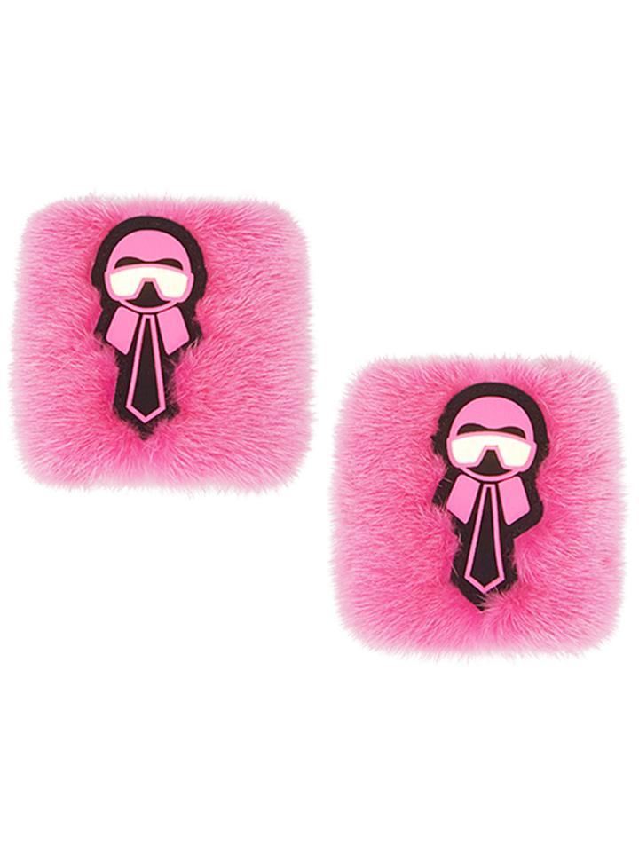 Fendi Fur Wrist Cuffs - Pink & Purple