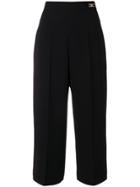 Elisabetta Franchi Cropped High Waisted Trousers - Black