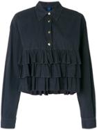 Romeo Gigli Vintage Ruffled Buttoned Blouse - Blue