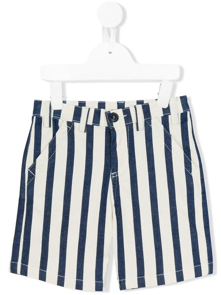 Moncler Kids - Striped Denim Shorts - Kids - Cotton/spandex/elastane - 5 Yrs, Blue