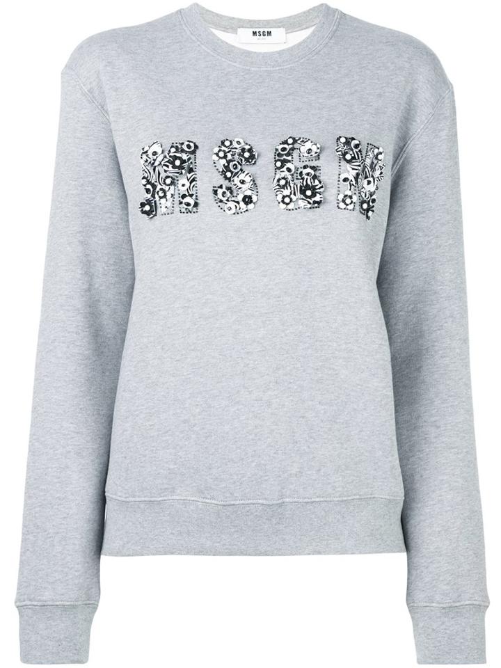 Msgm Logo Appliqué Sweatshirt, Women's, Size: Xs, Grey, Cotton/viscose