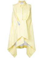 Delpozo - Cut-out Detail Sleevess Shirt - Women - Linen/flax/viscose - 38, Yellow/orange, Linen/flax/viscose
