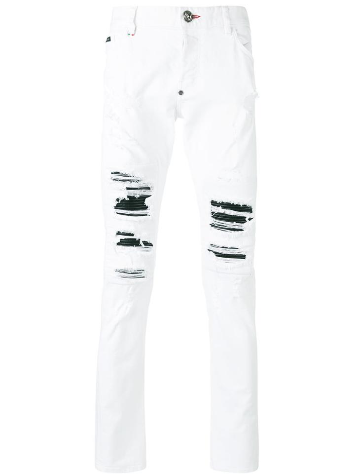 Philipp Plein - Distressed Jeans - Men - Cotton/polyester/spandex/elastane - 33, White, Cotton/polyester/spandex/elastane