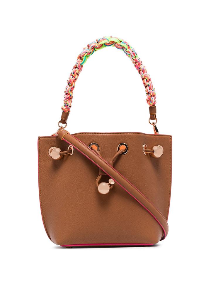 Sophia Webster Tan Romy Mini Leather Woven Handle Bucket Bag - Brown