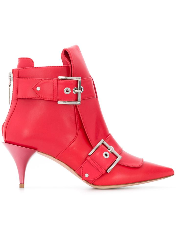 Alexander Mcqueen Buckled Ankle Boots - Red