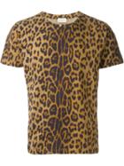 Saint Laurent Leopard Print T-shirt, Men's, Size: M, Brown, Cotton