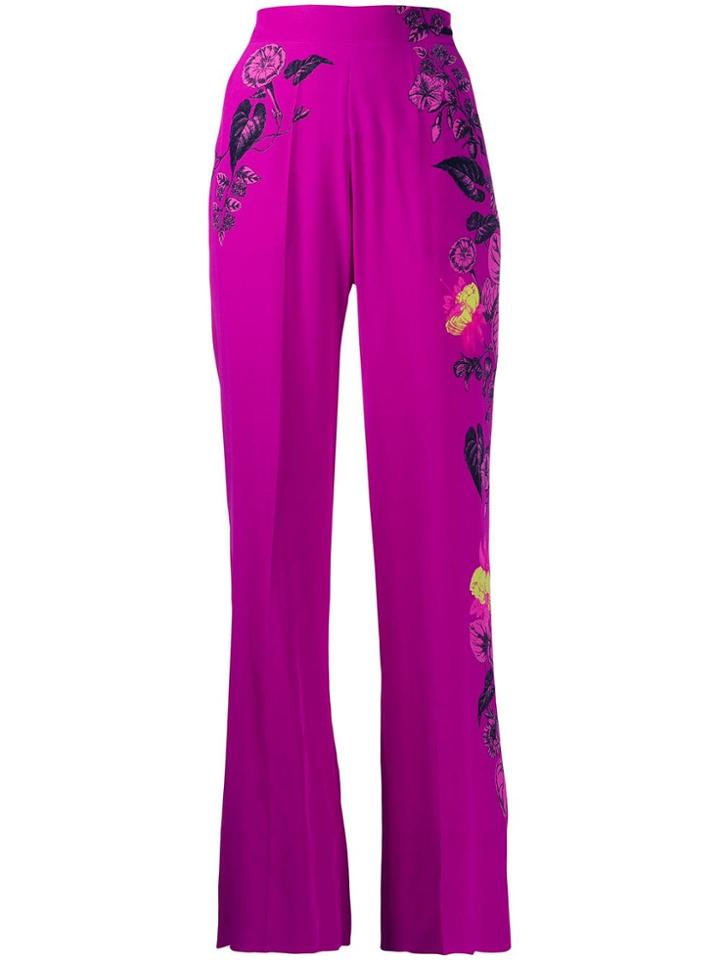 Etro High-waisted Floral Wide Leg Trousers - Purple