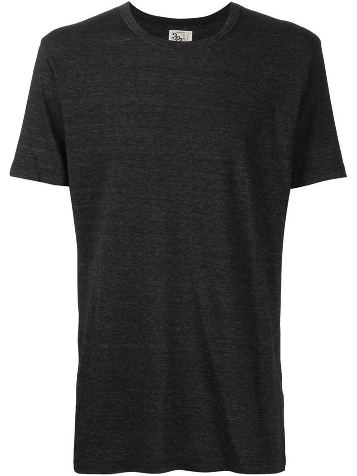 321 Round Neck T-shirt, Men's, Size: S, Black, Cotton