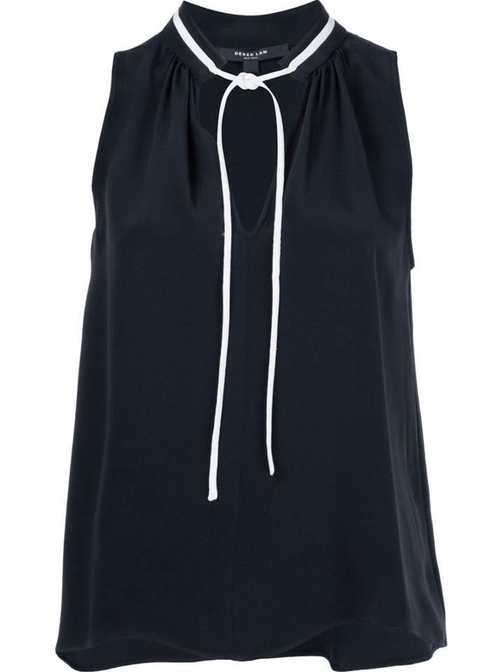 Derek Lam Drawstring Neck Detail Top, Women's, Size: 36, Black, Silk