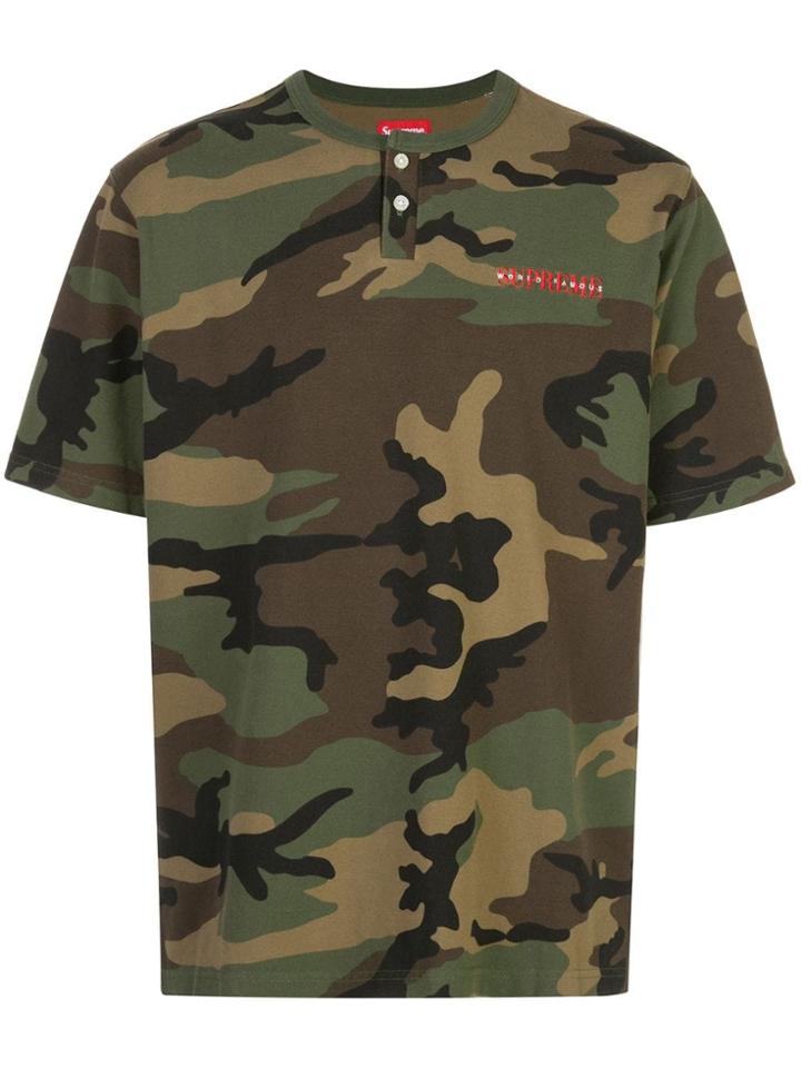 Supreme Camouflage Henley T-shirt - Green