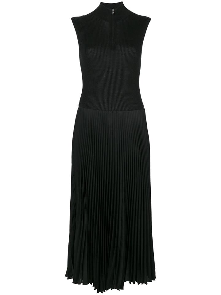 Prada Pleated Flared Dress - Black