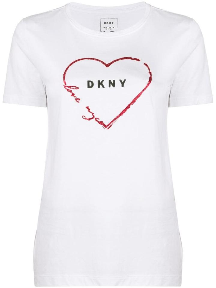 Dkny Logo Heart Print T-shirt - White