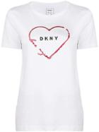 Dkny Logo Heart Print T-shirt - White