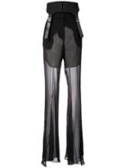 Vera Wang Flared Transparent Styled Trousers - Black