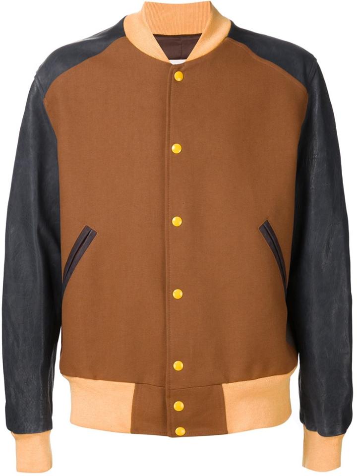 Maison Margiela Colour Block Bomber Jacket - Brown