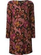 Etro Floral Print Shift Dress, Women's, Size: 44, Black, Viscose/spandex/elastane