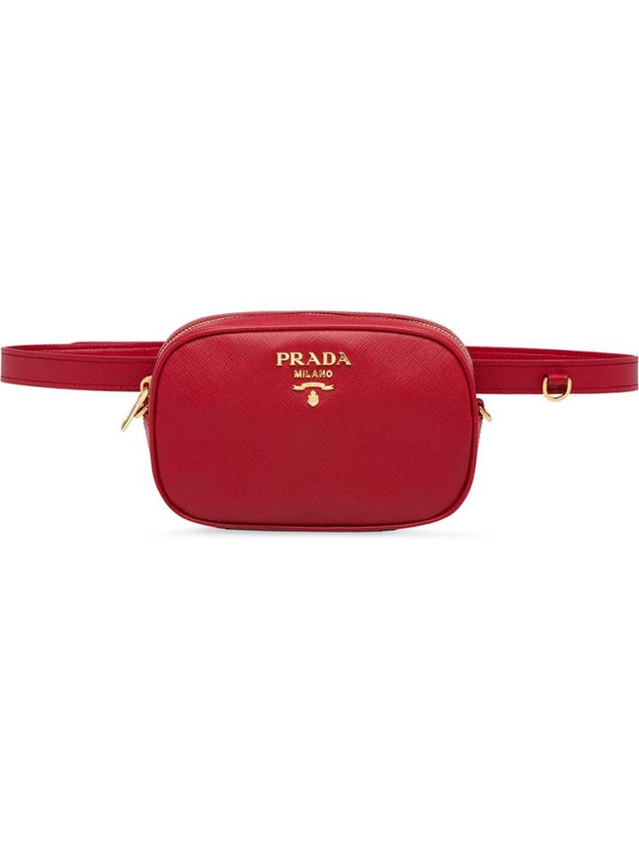 Prada Saffiano Belt Bag - Red