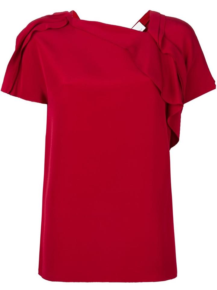 3.1 Phillip Lim Ruched Sleeve Blouse, Women's, Size: 6, Red, Silk