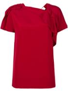 3.1 Phillip Lim Ruched Sleeve Blouse, Women's, Size: 6, Red, Silk