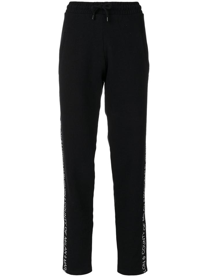 Marcelo Burlon County Of Milan - Logo Print Track Pants - Women - Cotton/polyester - S, Black, Cotton/polyester