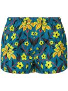 Prada Floral Print Swim Shorts - Blue